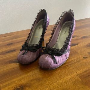 Purple and Black Lace Heels